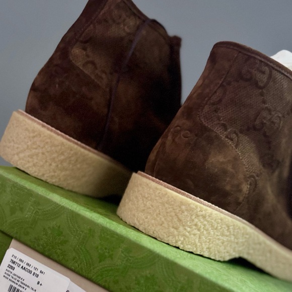 BRAND NEW AUTHENTIC Menen Gucci Suede Lace-Up Boots - Picture 8 of 9